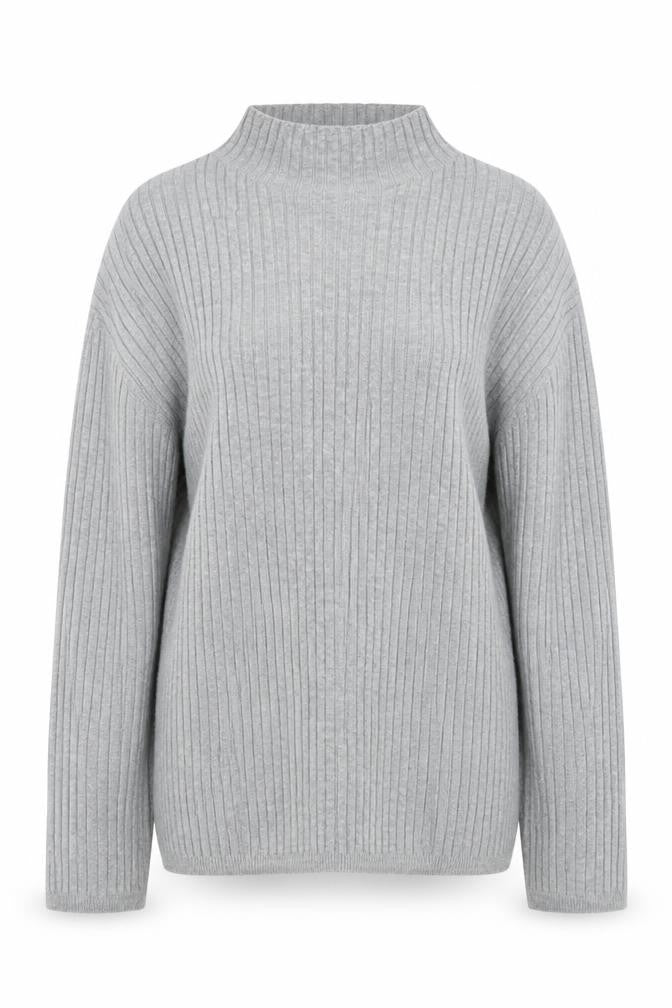 Monsoon Womens Grey Ribbed Mock Neck Knit Jumper Size M