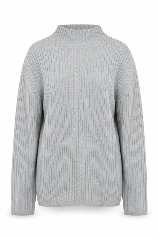 Monsoon Womens Grey Ribbed Mock Neck Knit Jumper Size M
