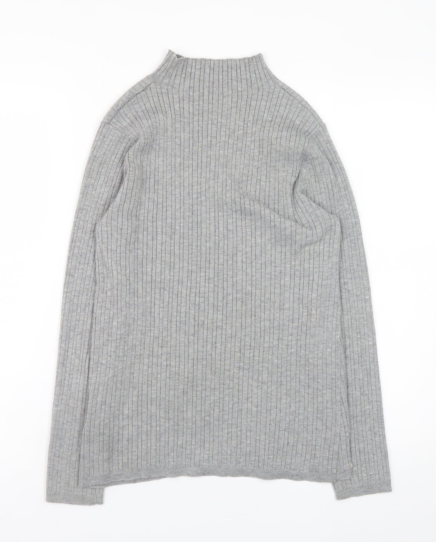 Monsoon Womens Grey Ribbed Mock Neck Knit Jumper Size M