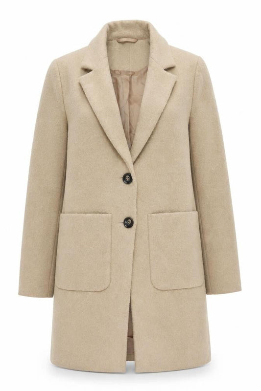 New Look Womens Beige Mid-Length Overcoat UK 10 Lined Classic Style