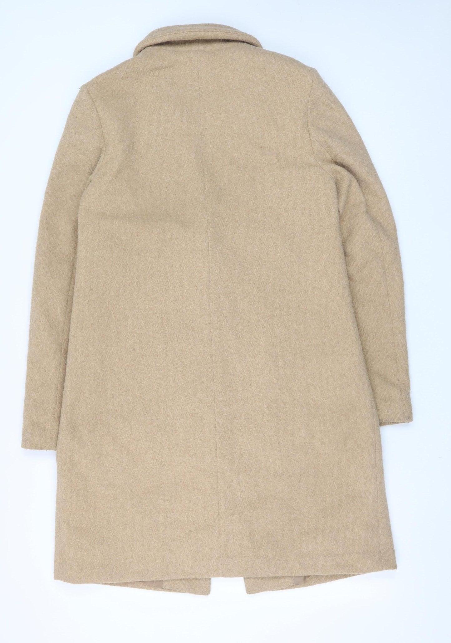 New Look Womens Beige Mid-Length Overcoat UK 10 Lined Classic Style