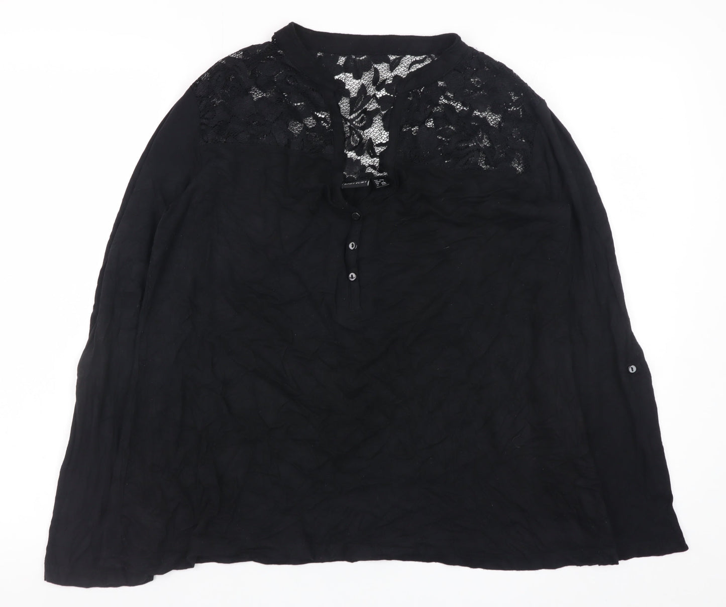 BODY FLIRT Women's Black Lace Tunic Blouse Size L