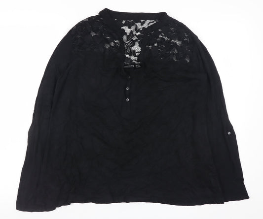 BODY FLIRT Women's Black Lace Tunic Blouse Size L