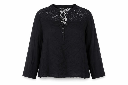 Body Flirt Women's Black Lace Tunic Blouse Size L