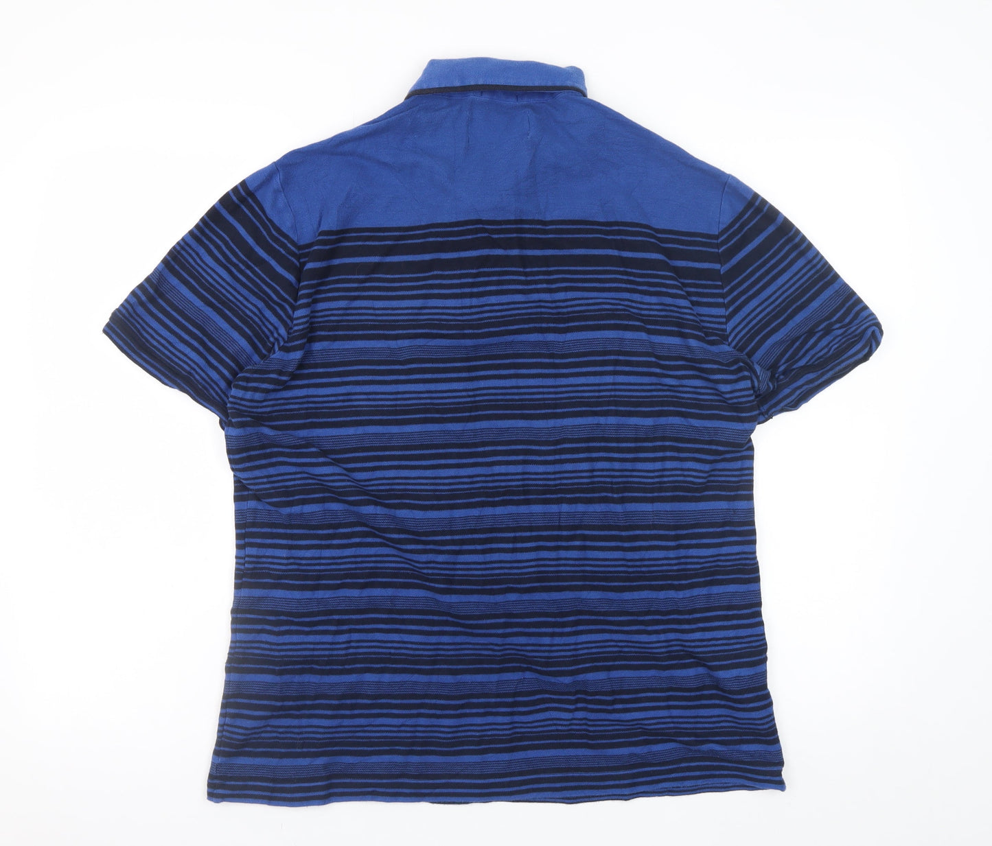 Penguin by Munsingwear Men’s Blue Striped Cotton Polo Shirt Size L