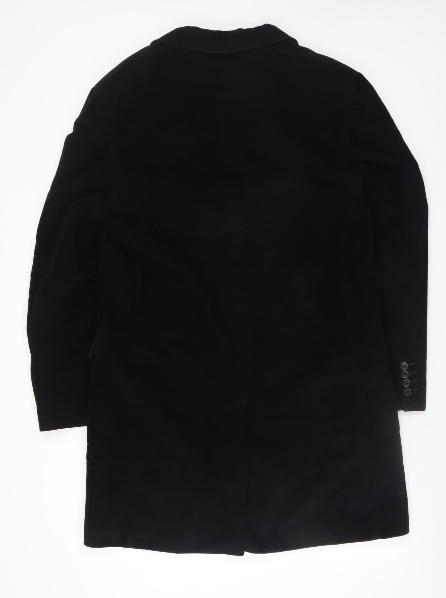 Nigel Hall Men's Black Cotton Cashmere Long Overcoat XL