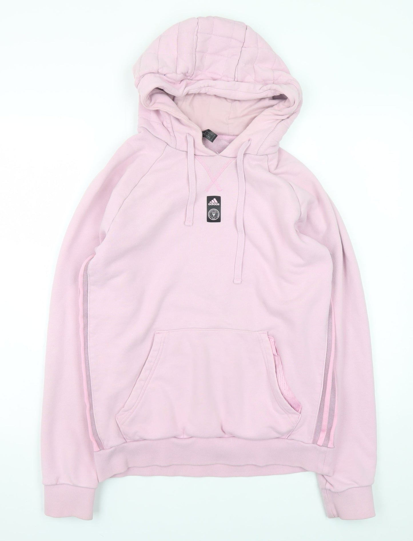 Adidas Womens Pink Hooded Pullover Hoodie Medium Cotton Casual