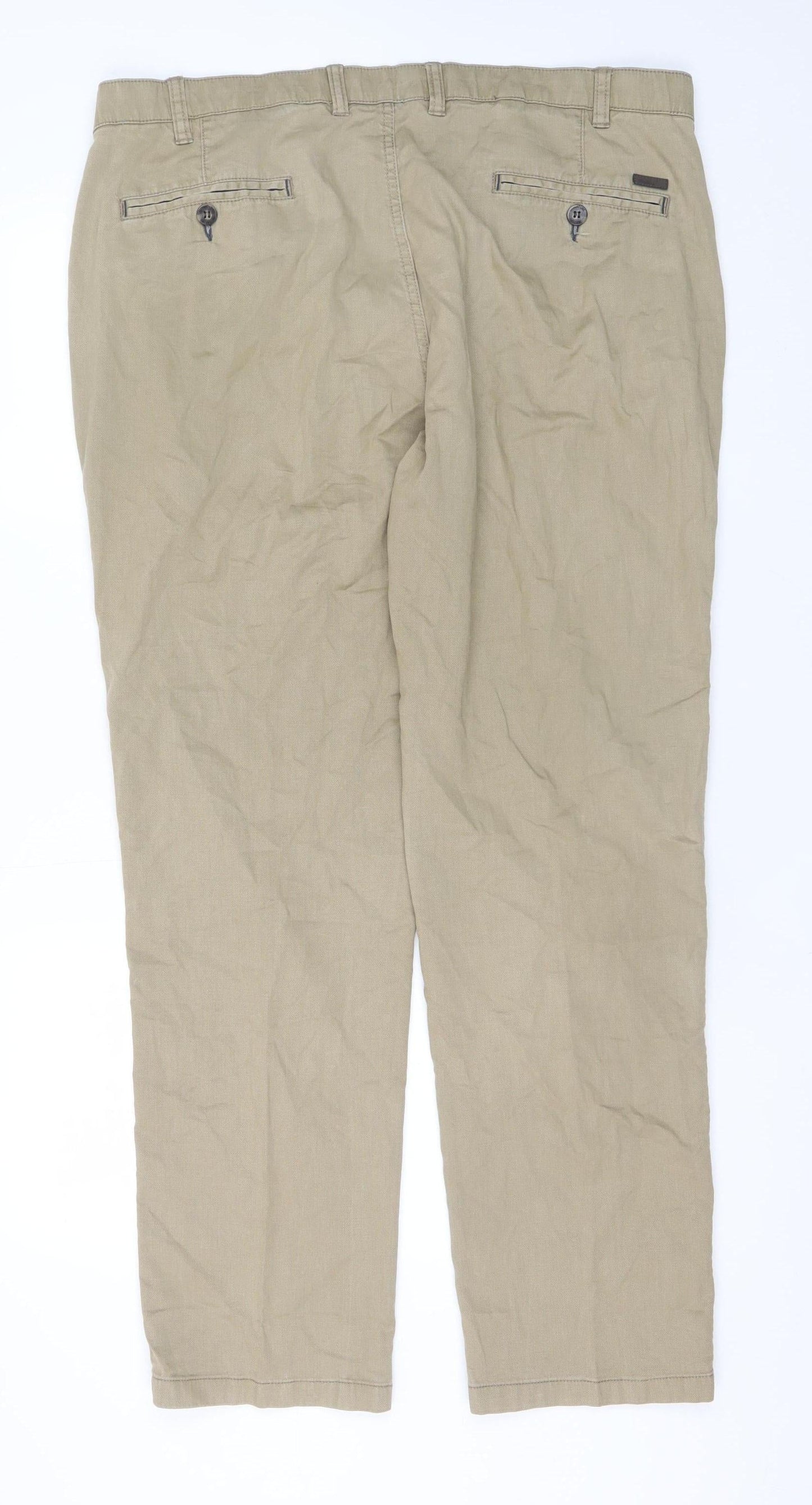 Brook Taverner Men's Beige Chino Trousers 40R Regular Fit Cotton Blend