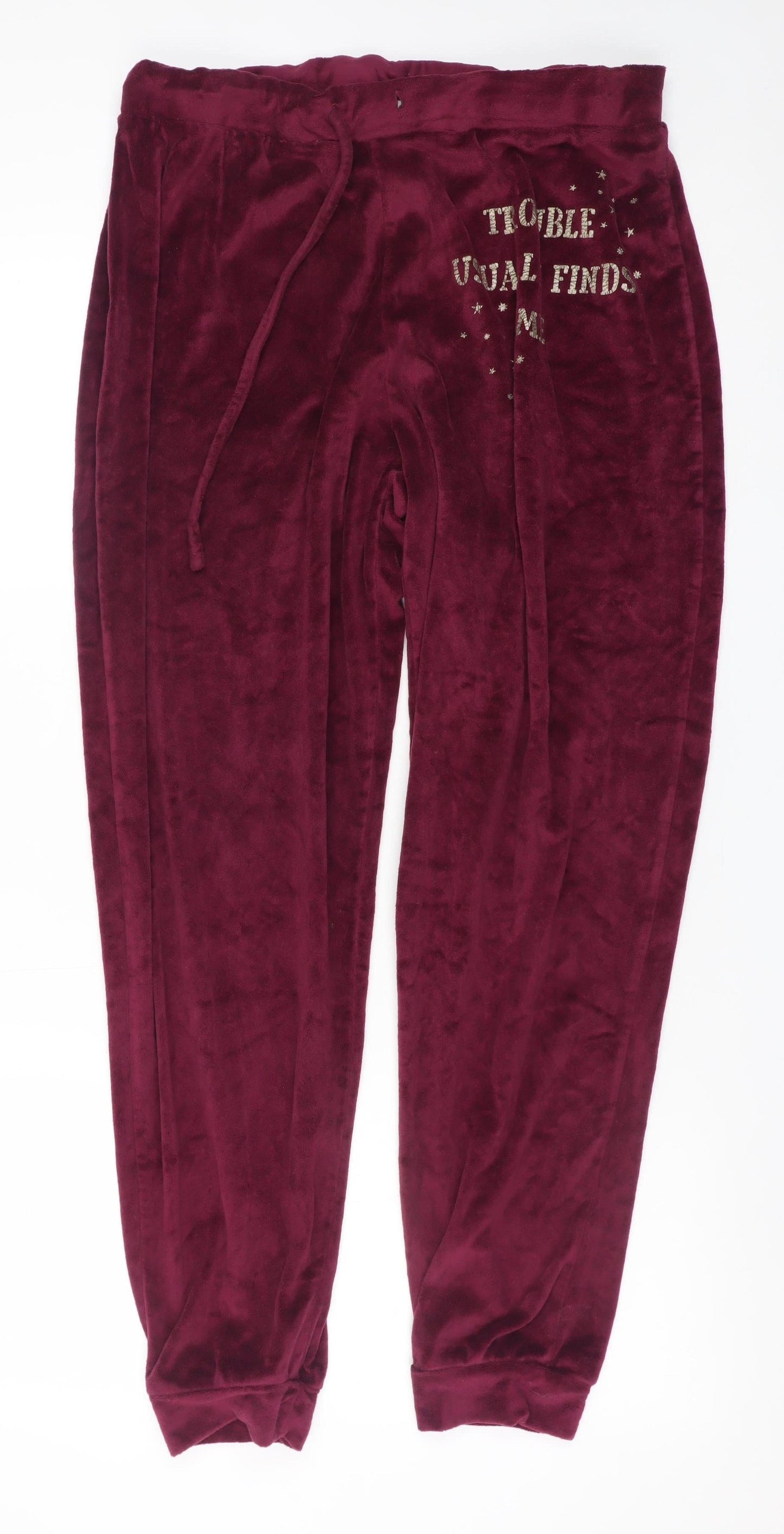 Harry Potter Women's Red Velour Pyjama Pants L 14-16 Drawstring