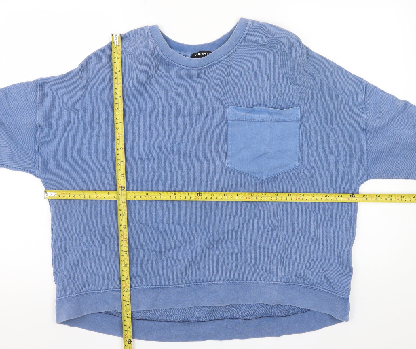 Whistles Men's Blue Cotton Pullover Sweatshirt Size S Relaxed Fit