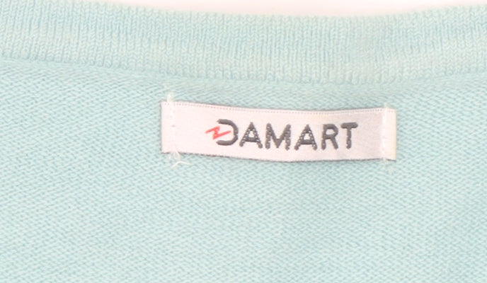 Damart Women Blue Beaded Cardigan UK 14/16 Long Sleeve Knit