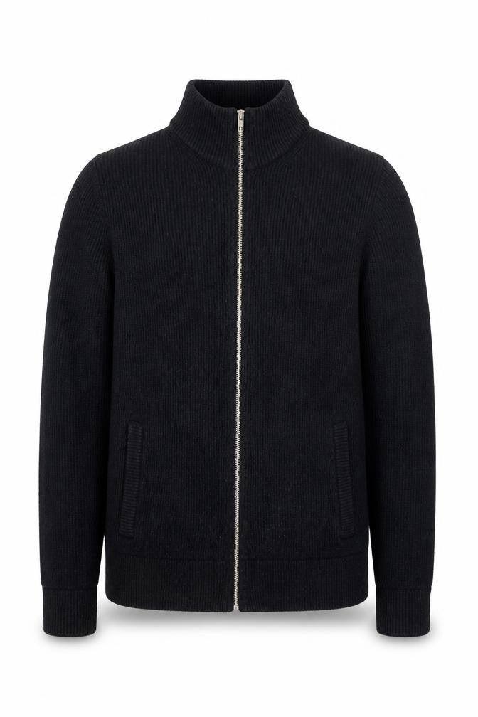 Marks & Spencer Men’s Black Wool Cotton Full Zip Jumper Small