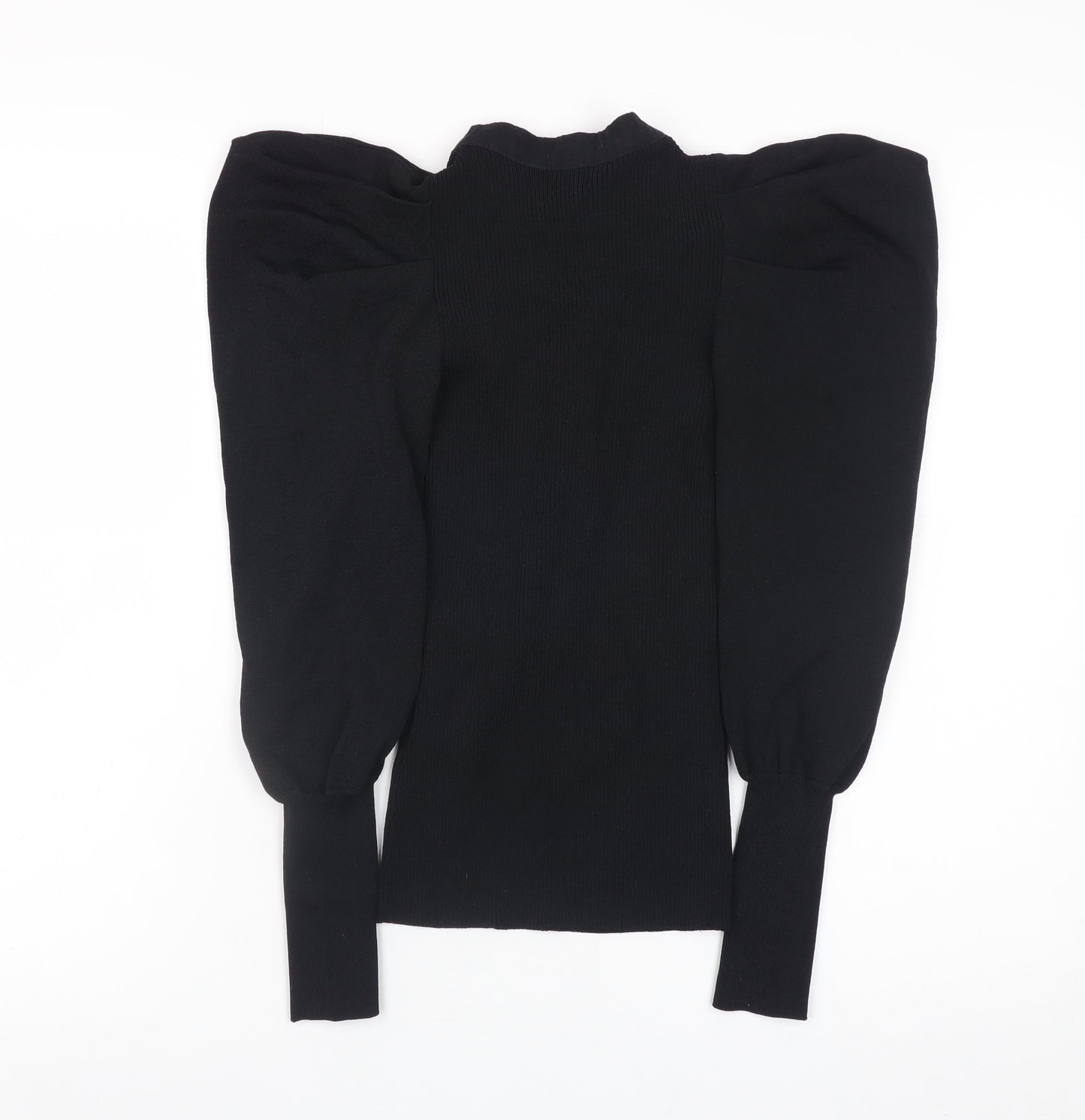 River Island Women’s Black Puff Sleeve Bow Jumper Size 6