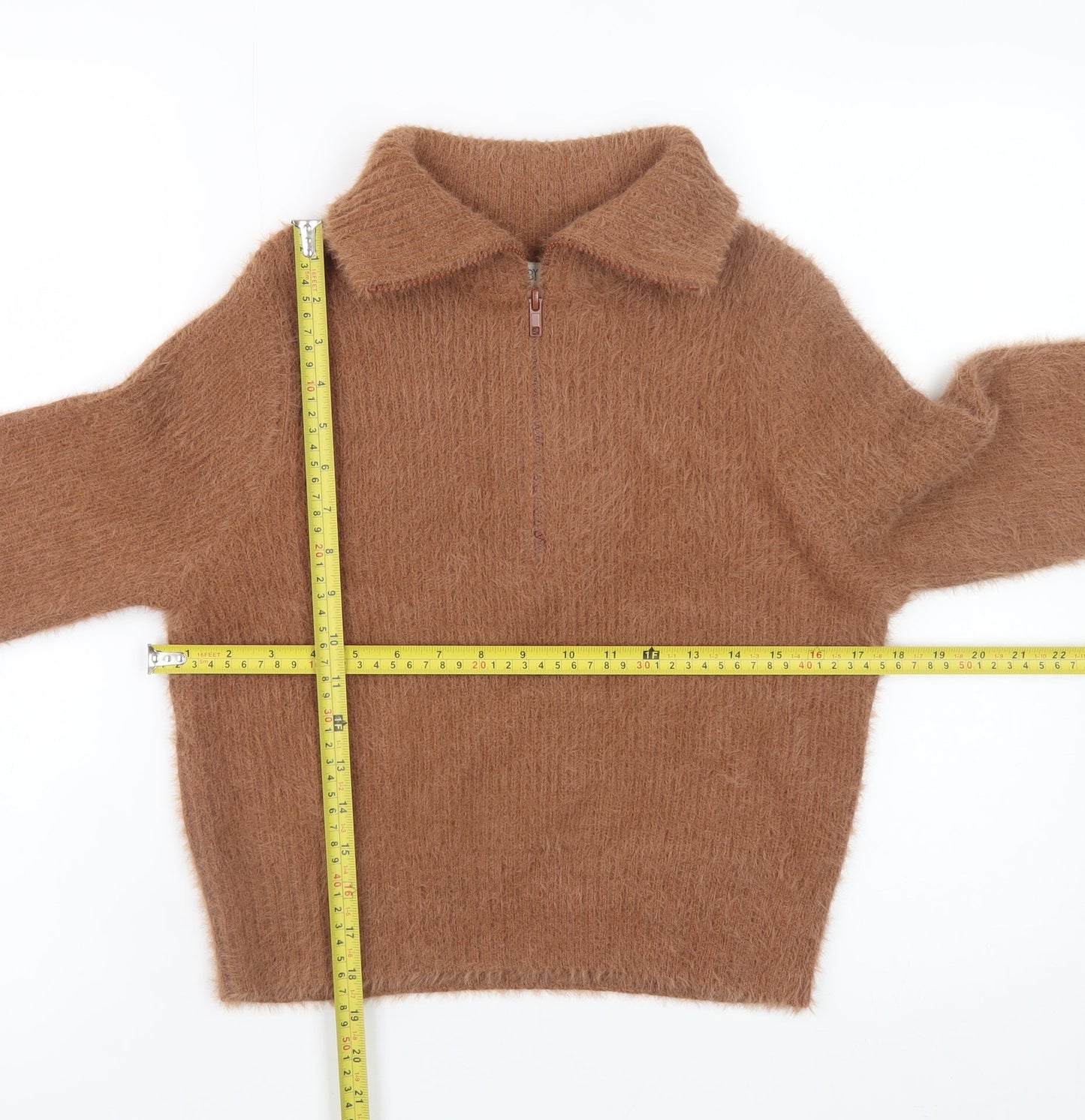 Ruby Moon Women’s Brown Collared Half Zip Knit Jumper Size S