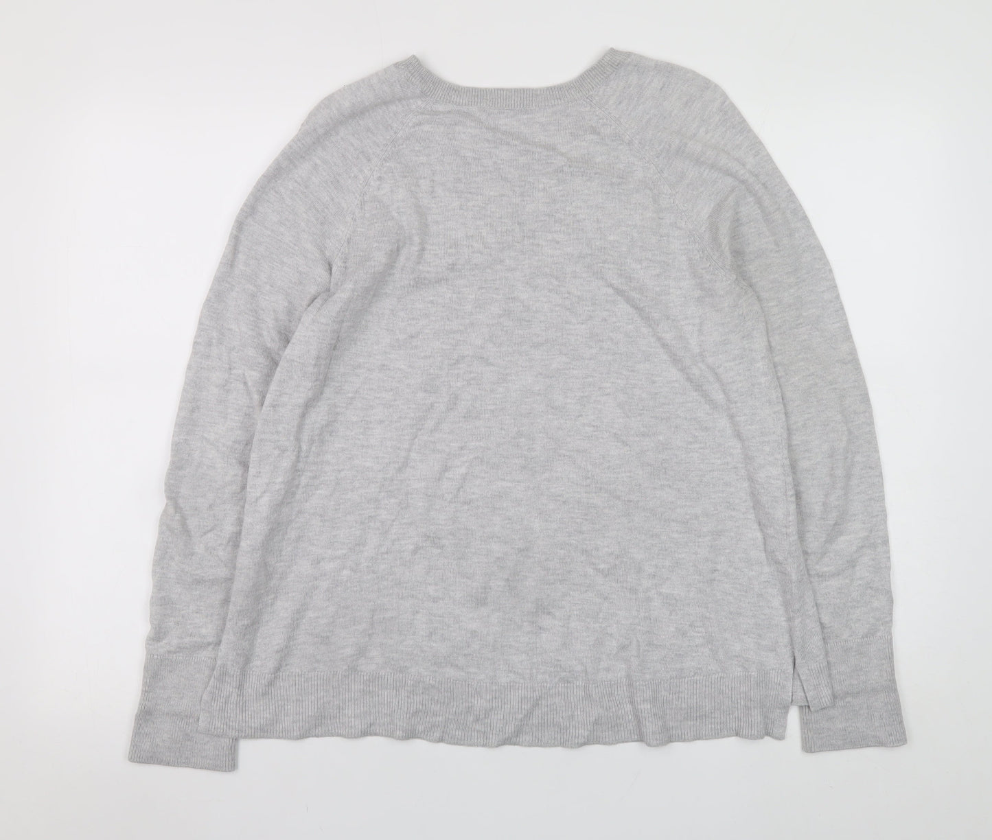 The White Company Womens Grey Medium Crew Neck Button Knit Jumper
