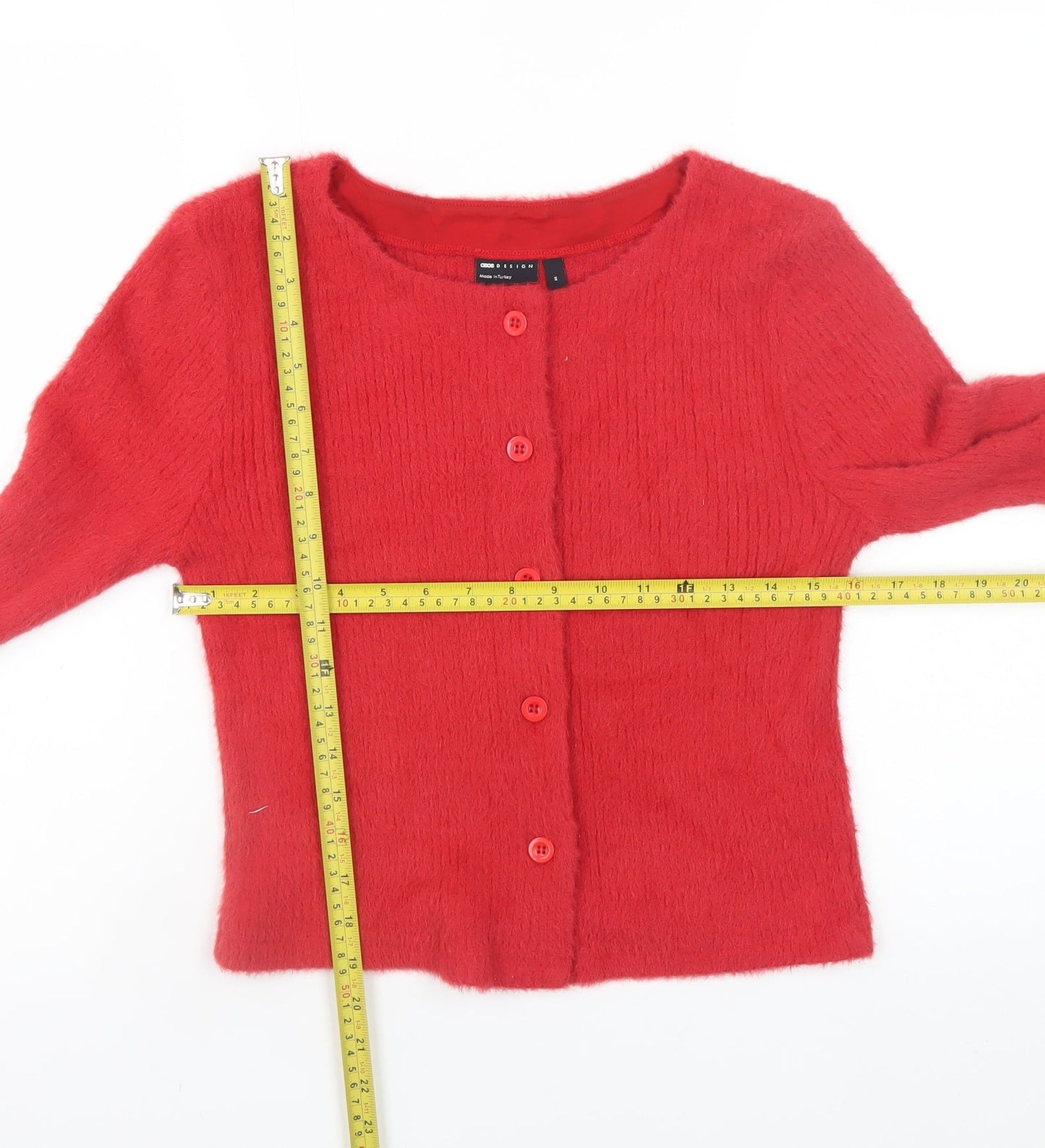 ASOS DESIGN Women Red Knit Button Cardigan M Regular Fit