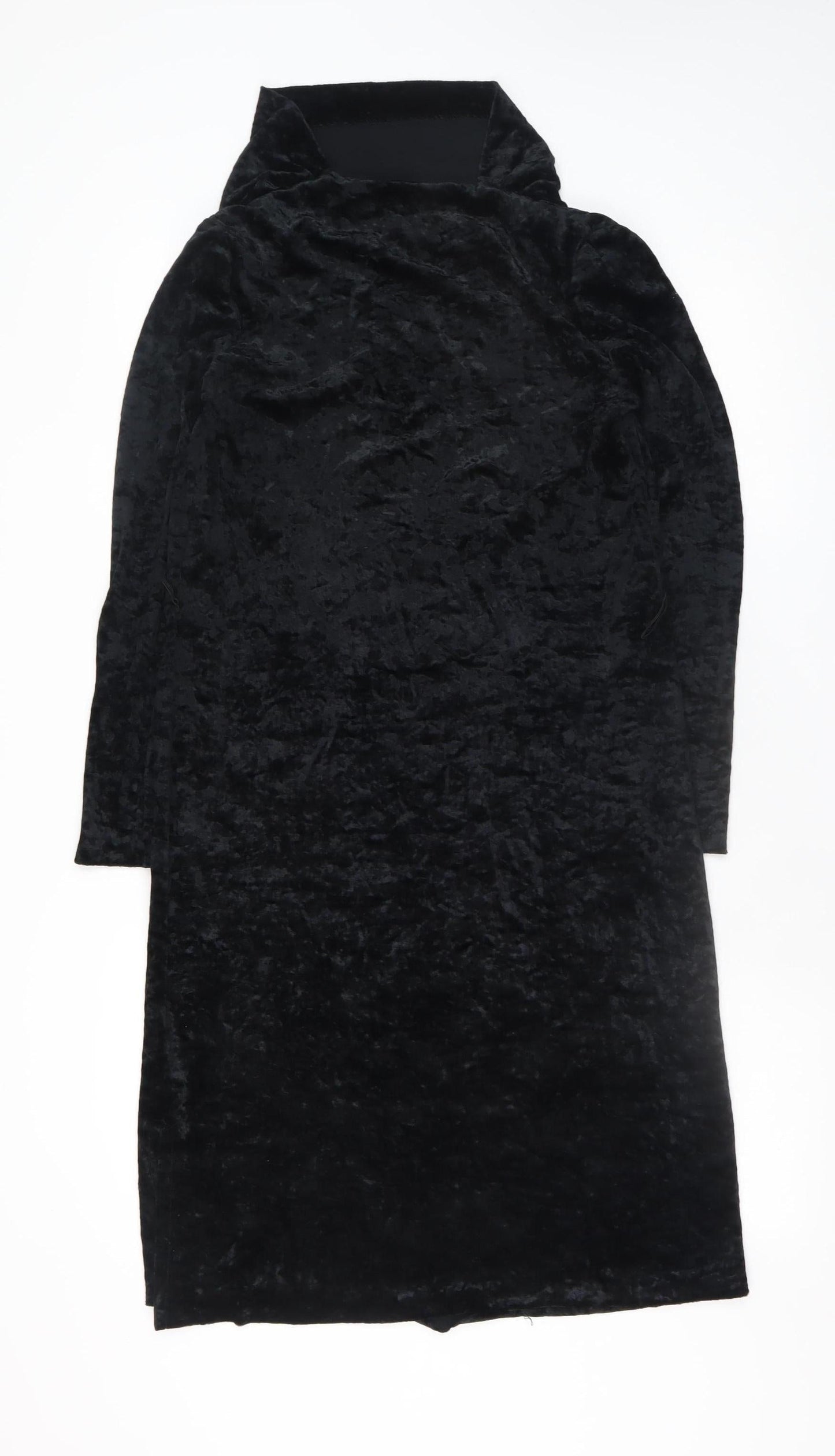 Kriess Women’s Black Velvet High Neck Long Sleeve Midi Shift Dress Size 12