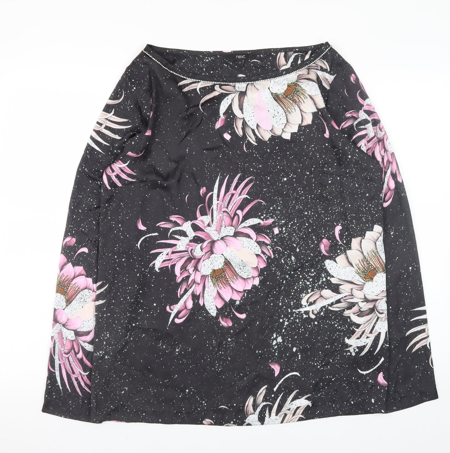 Next Women’s Black Floral Tunic Blouse Size 12