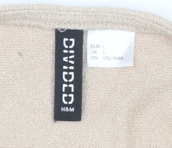 H&M Divided Women’s Beige Cropped V-Neck Drawstring Long Sleeve Blouse L