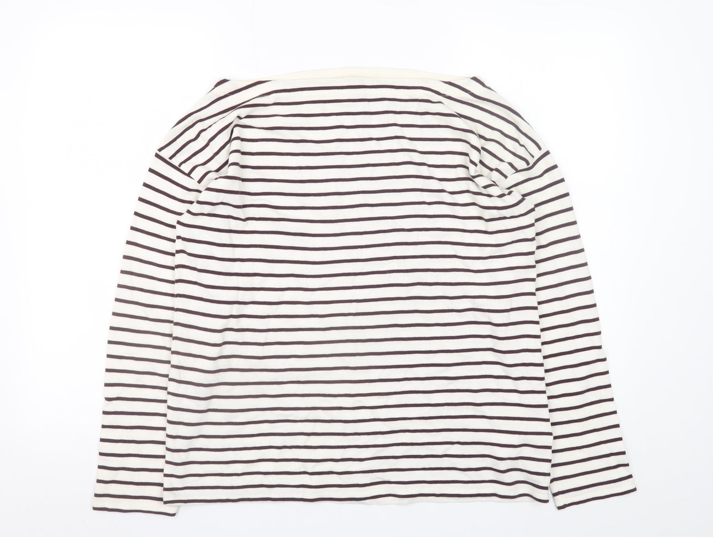 Hush Women’s White Striped Long Sleeve Cotton T-Shirt M