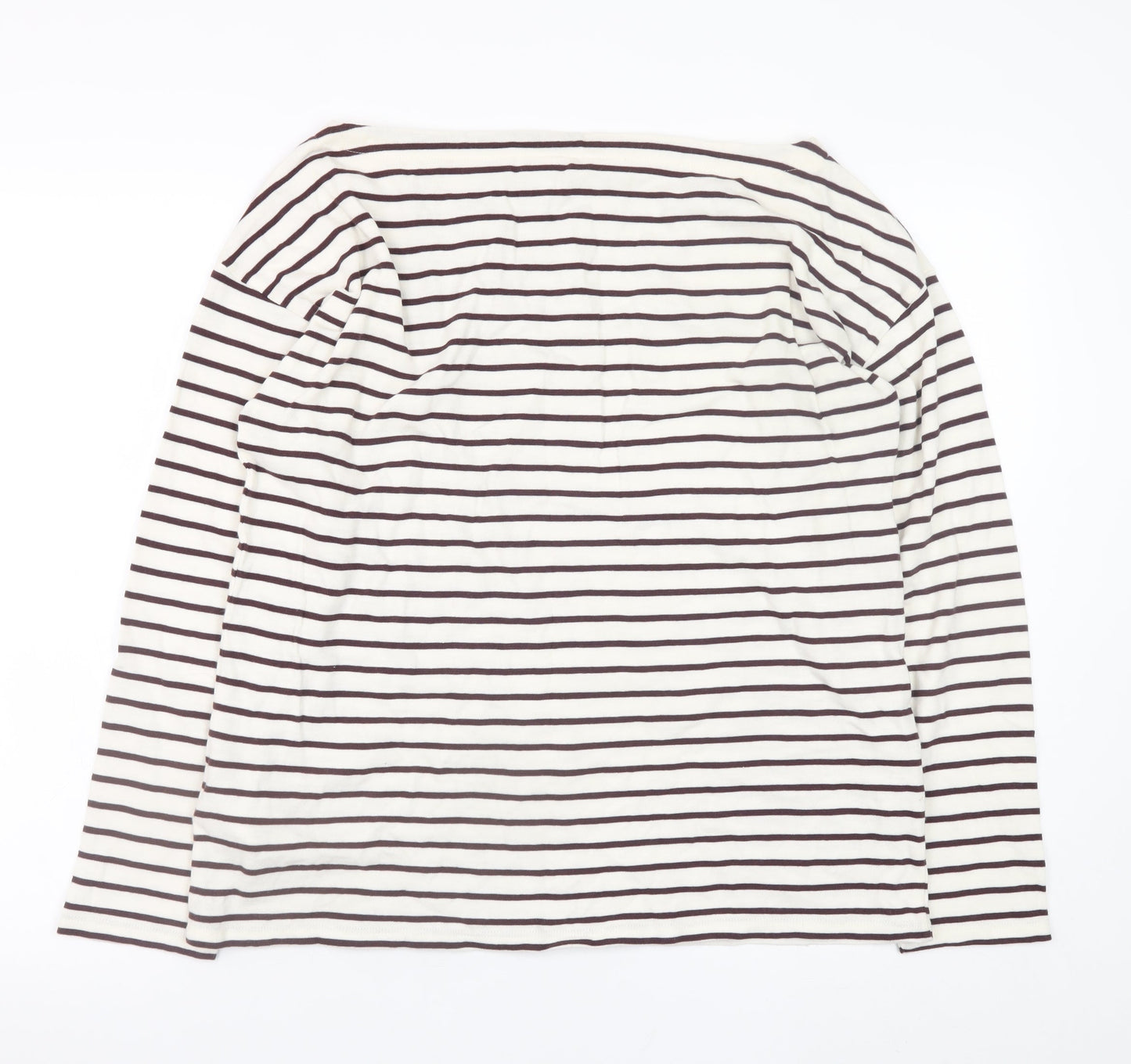 Hush Women’s White Striped Long Sleeve Cotton T-Shirt M