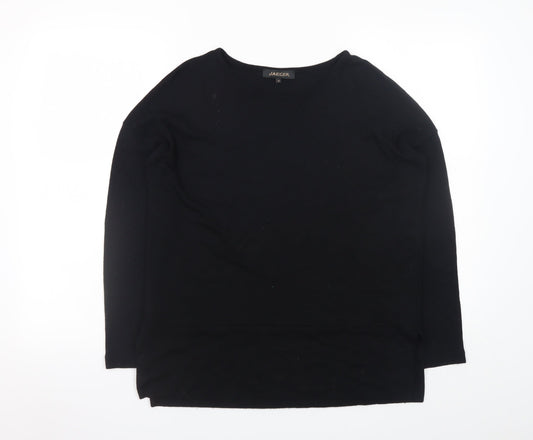 Jaeger Womens Black Long Sleeve Basic Crew Neck Jersey Top XS