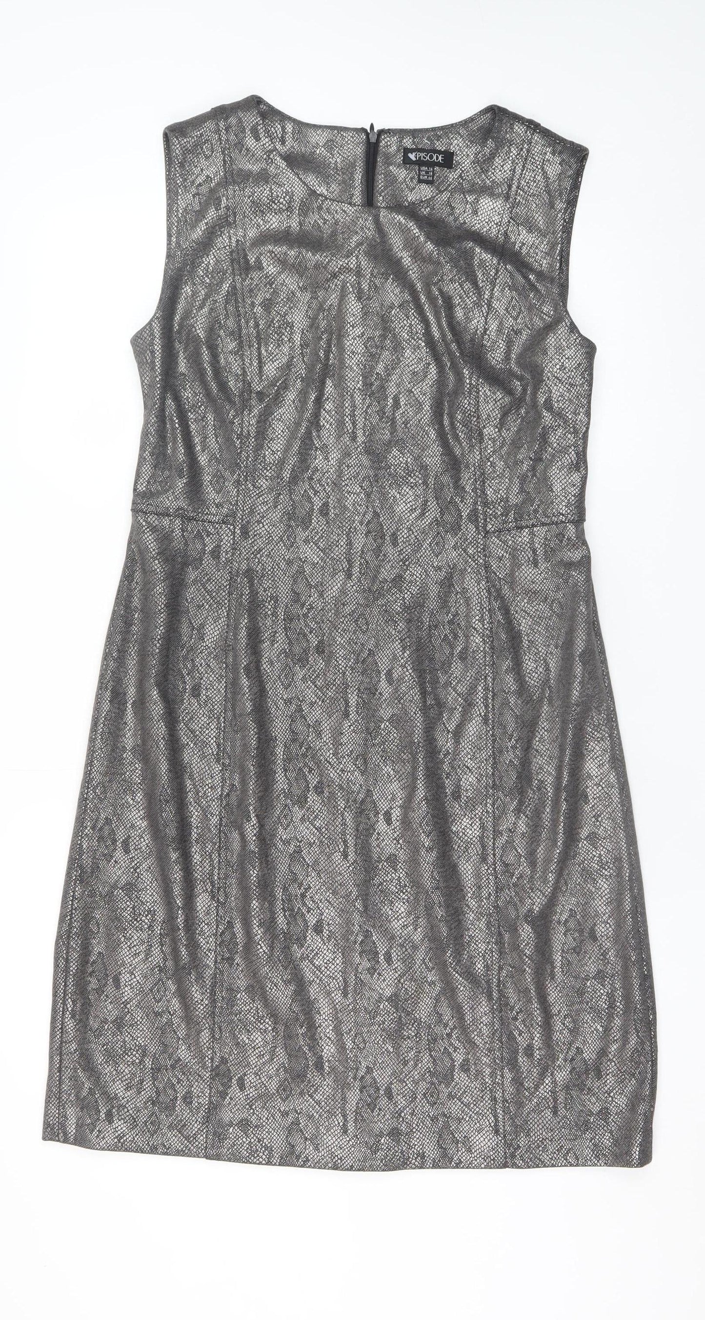 Episode Women Silver Size 18 Sheath Sleeveless Metallic Dress