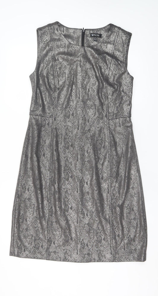 Episode Women Silver Size 18 Sheath Sleeveless Metallic Dress