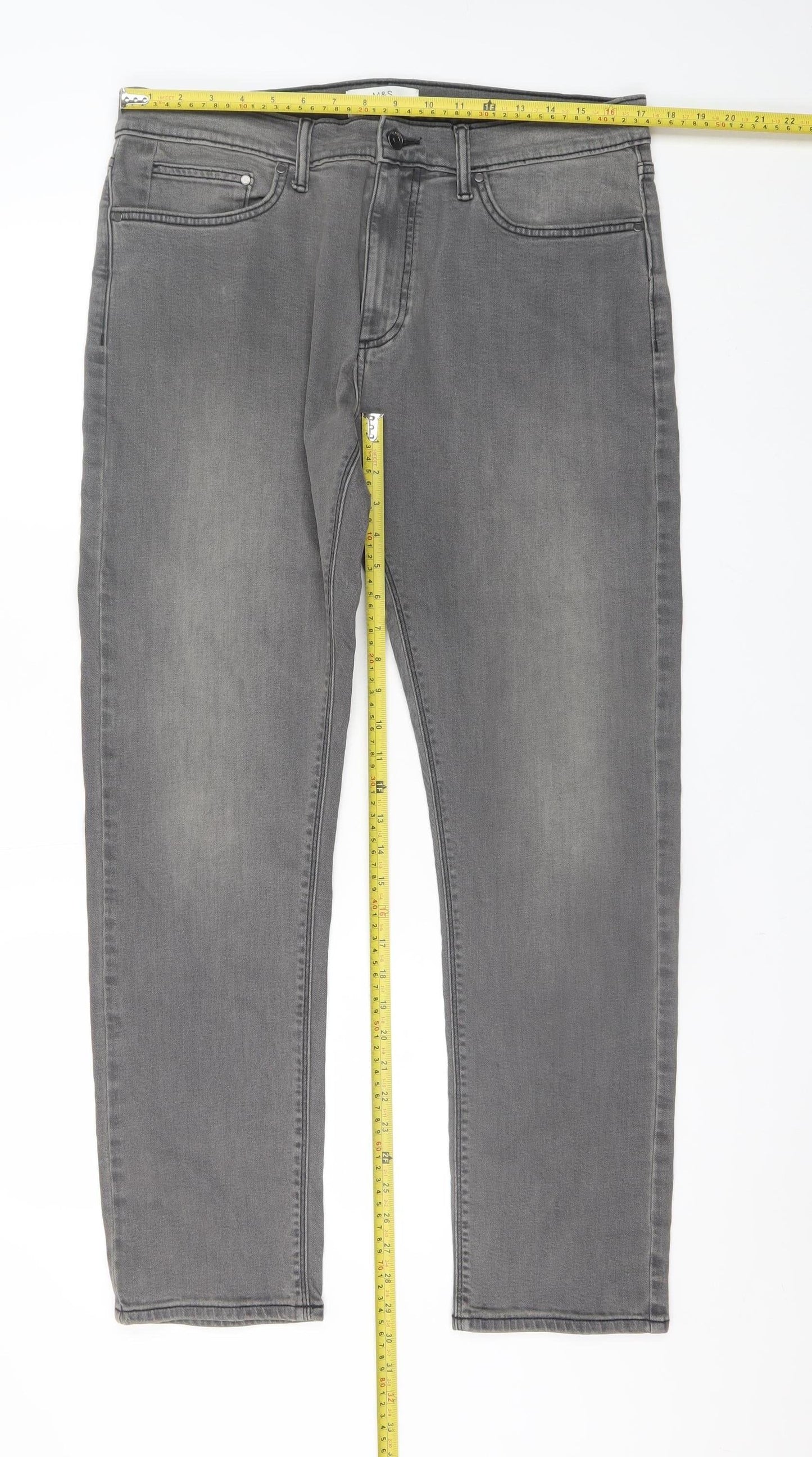 Marks and Spencer Men's Grey Slim Fit Denim Jeans 34W 31L