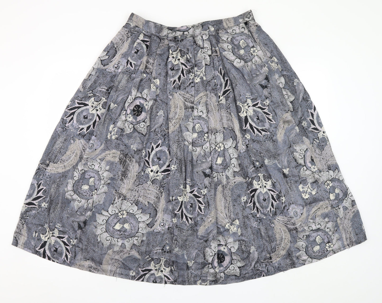 Miss Astor Women’s Grey Floral Pleated Midi Skirt Size 14
