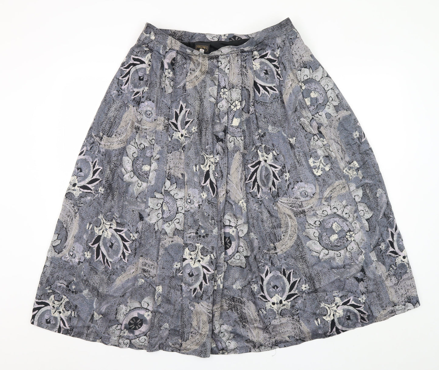 Miss Astor Women’s Grey Floral Pleated Midi Skirt Size 14