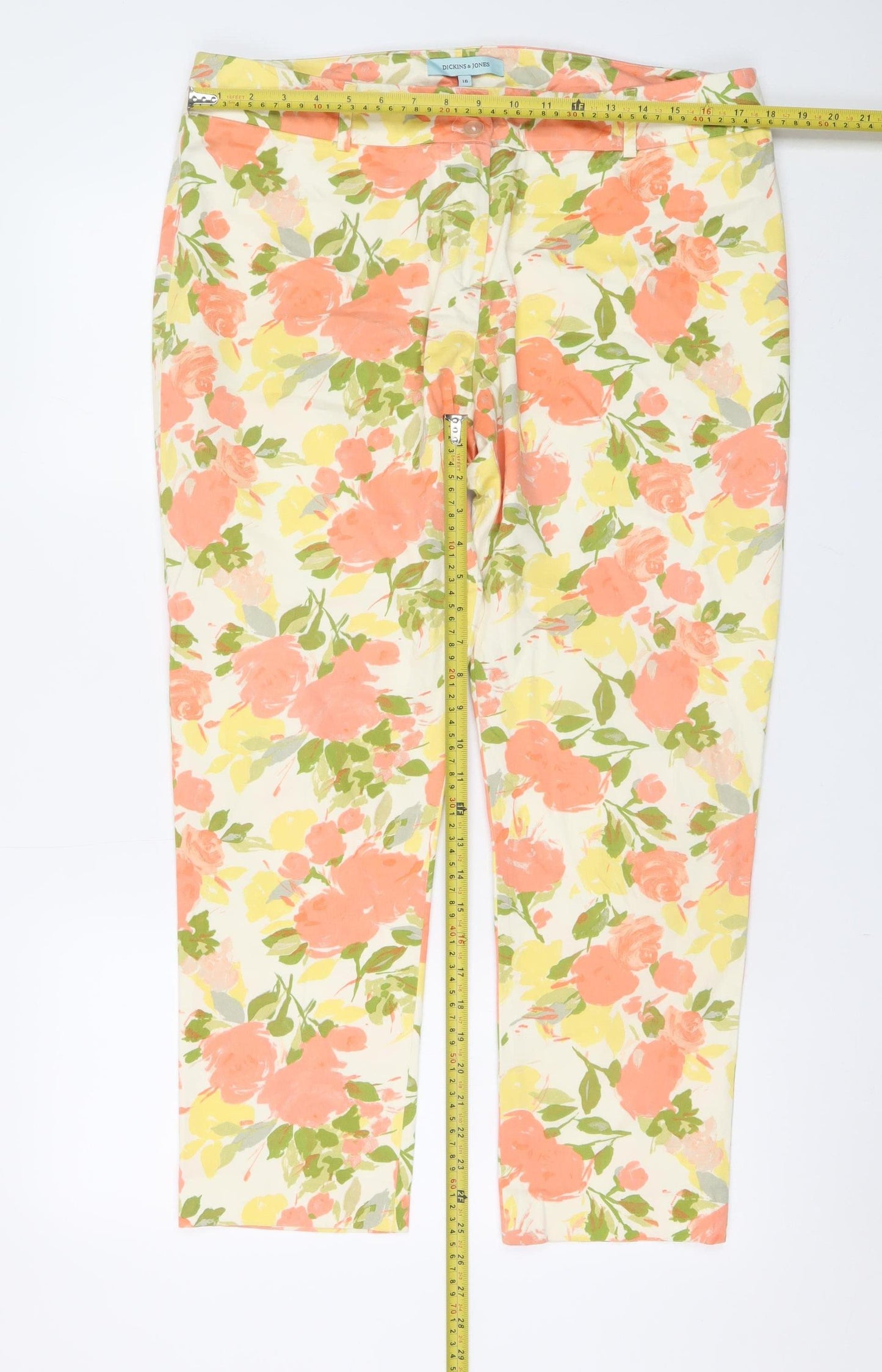 Dickins & Jones Womens Floral Print Cotton Trousers Size 16