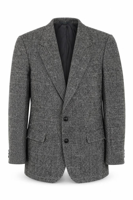 Wellington Executive Men's Grey Wool Tweed Blazer 42R Classic Fit