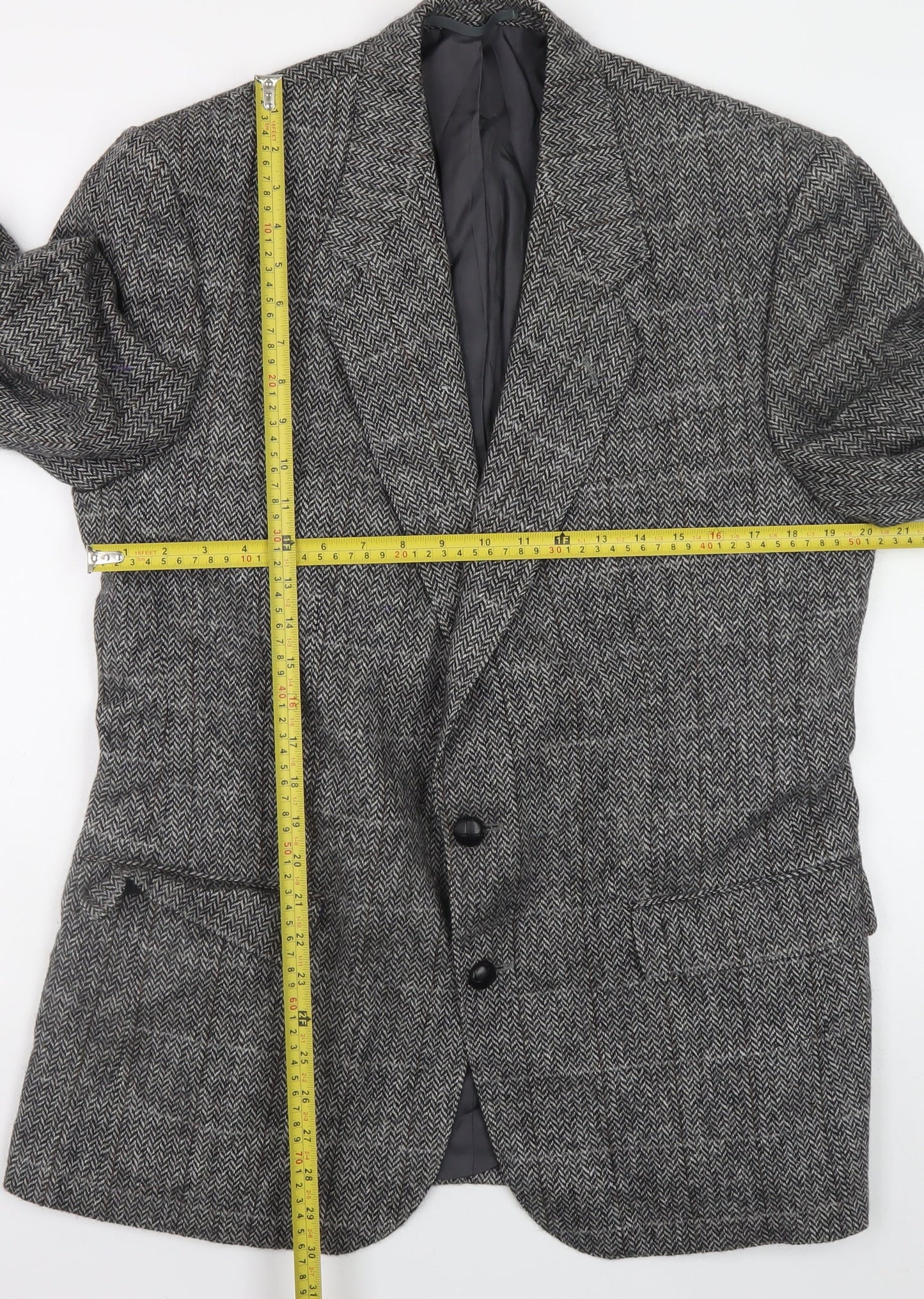 Wellington Executive Men's Grey Wool Tweed Blazer 42R Classic Fit