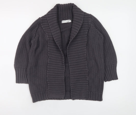 Topshop Women’s Grey Chunky Knit Open Cardigan Size 10