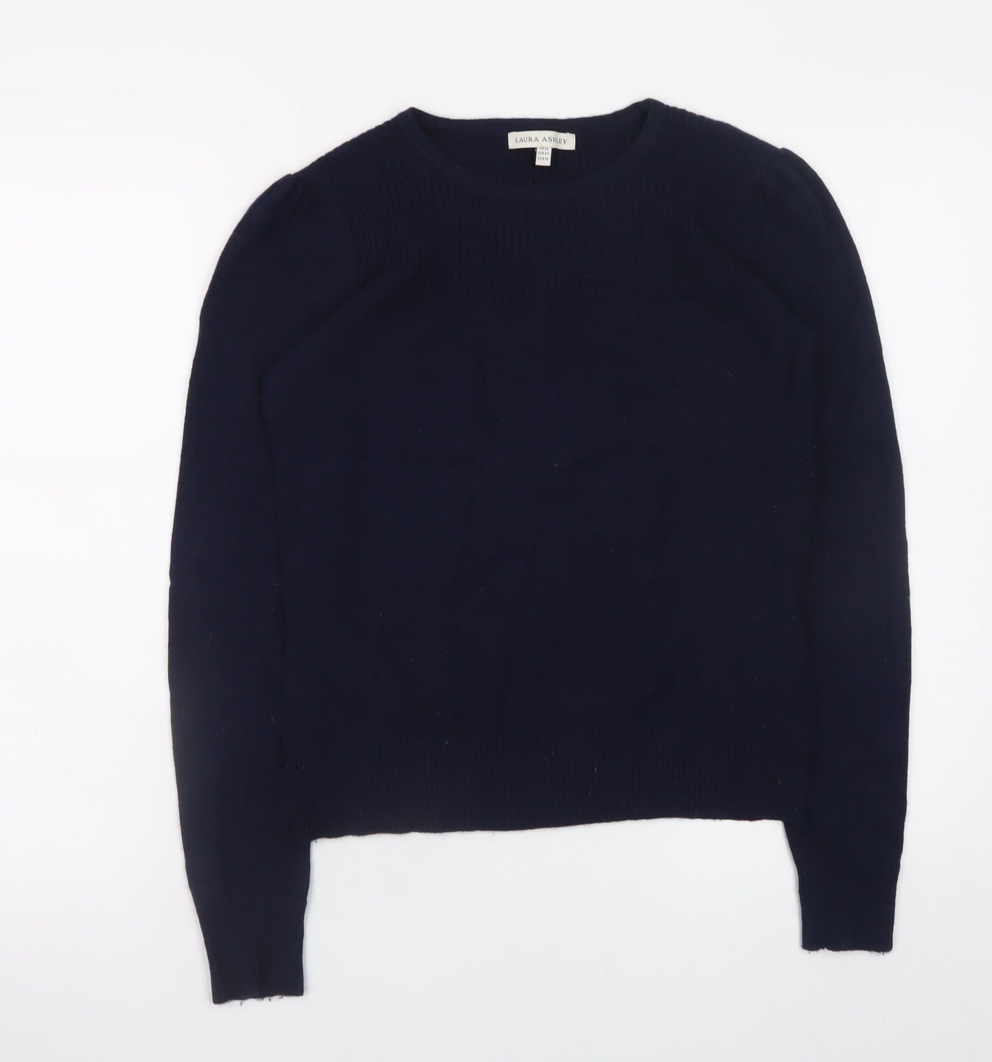 Laura Ashley Women's Blue Cotton Crew Neck Jumper Size 14