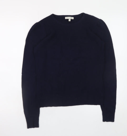 Laura Ashley Women's Blue Cotton Crew Neck Jumper Size 14