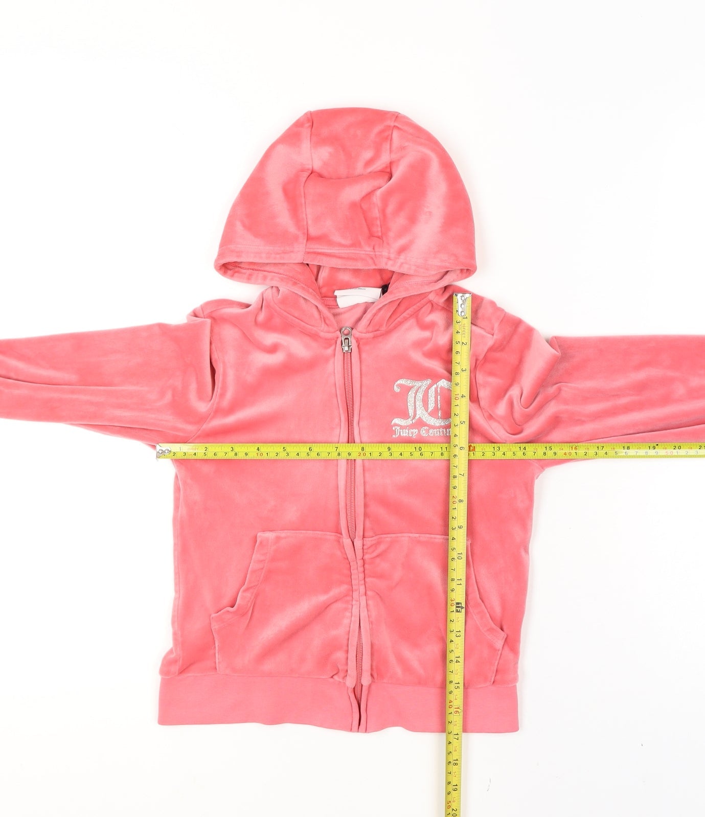 Juicy Couture Girls Pink Velour Full Zip Hoodie Size 8-9 Years