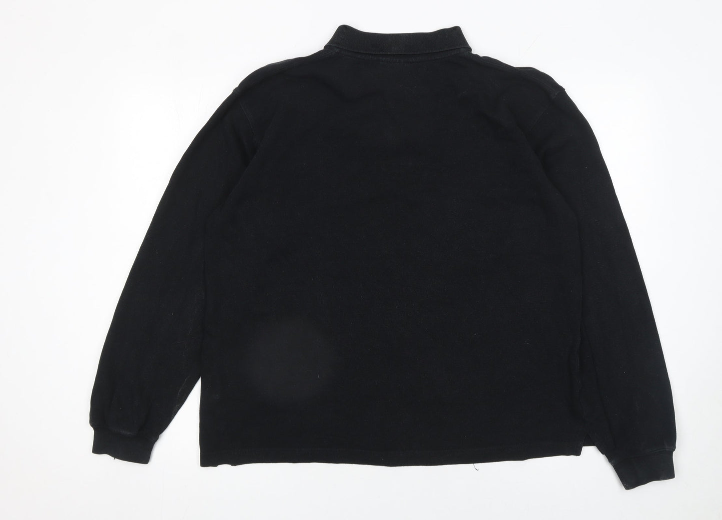 Cotton Traders Men's Black Long Sleeve Polo Shirt Size M 100% Cotton