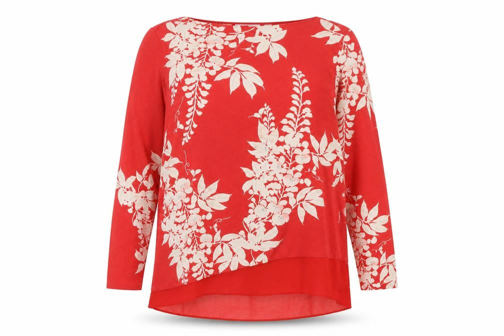 Marks & Spencer Womens Red Floral Tunic Blouse Size 18