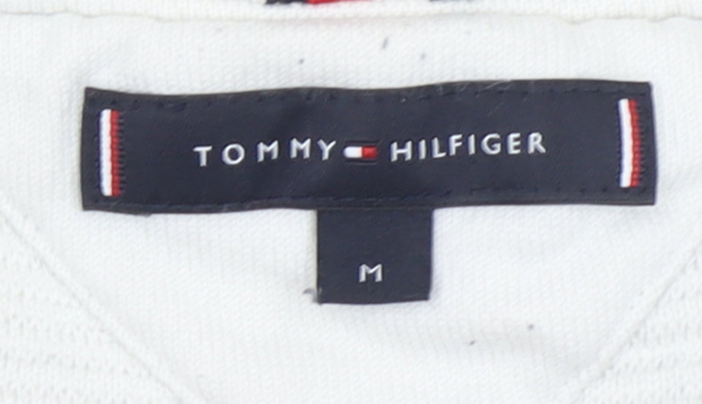 Tommy Hilfiger Men's Blue White Cotton Crew Neck Jumper M
