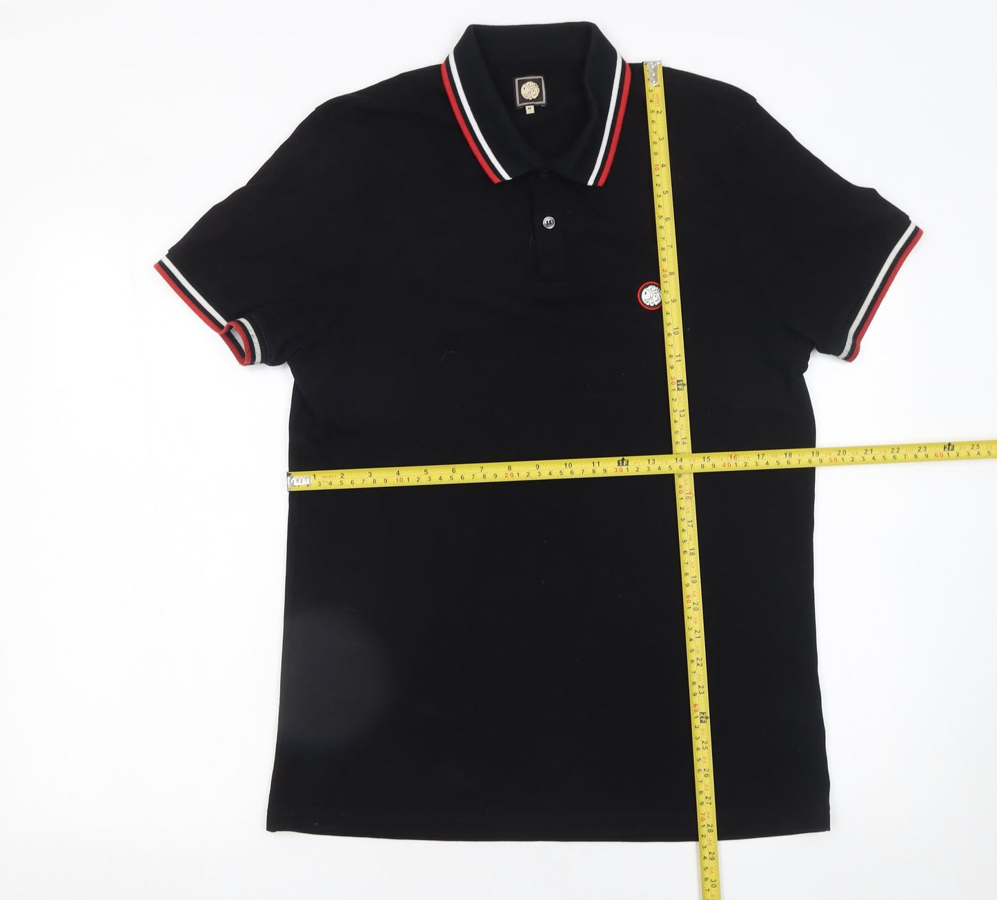 Pretty Green Men's Black Cotton Polo Shirt Size M Short Sleeve