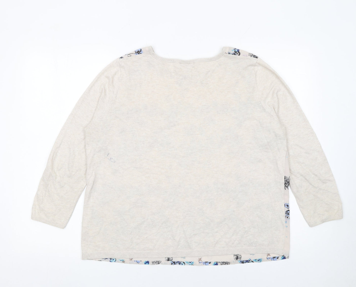 Warehouse Women’s Beige Floral Long Sleeve Pullover Jumper Size L