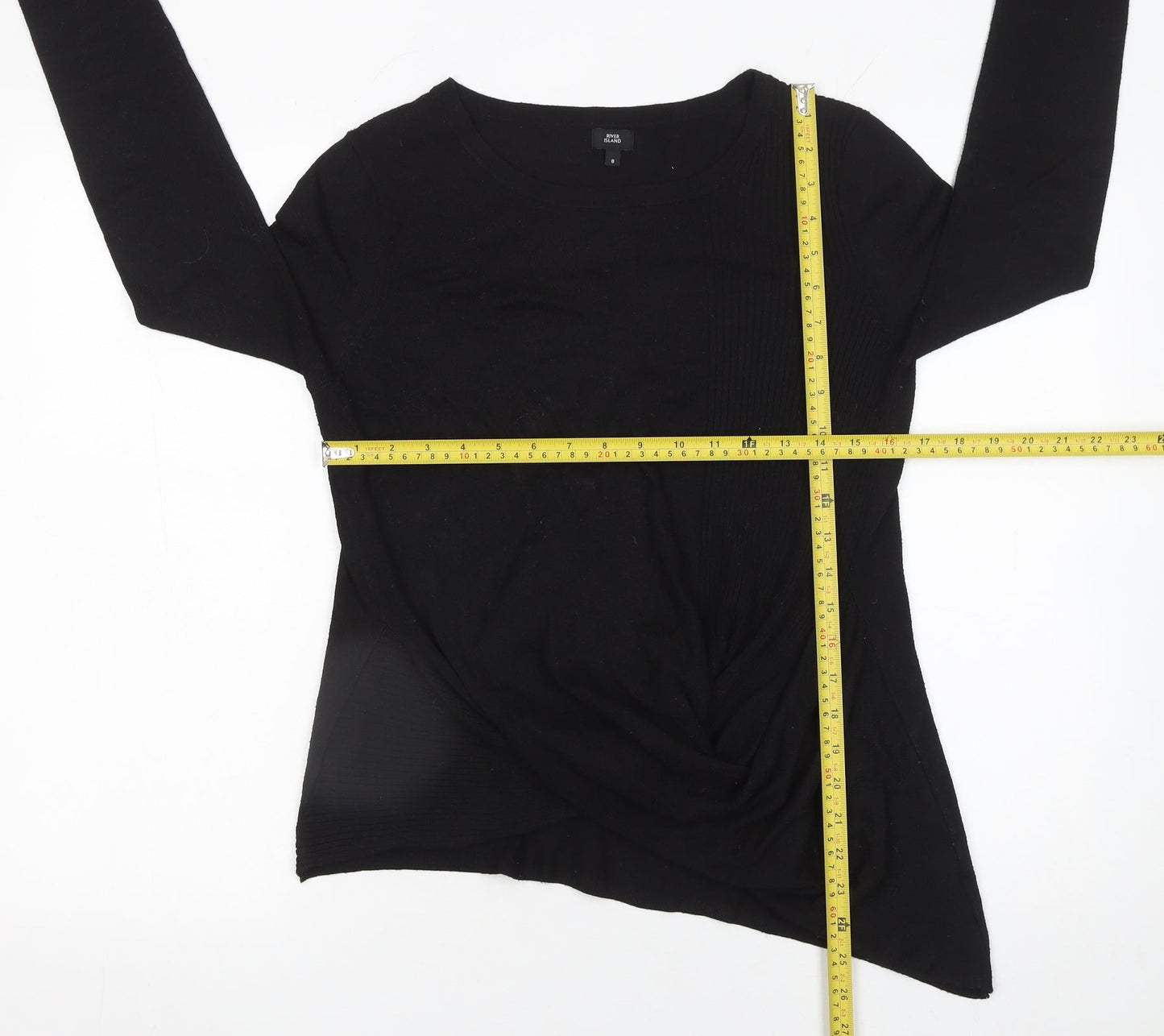 River Island Women's Black Round Neck Long Sleeve Pullover Jumper Size 8