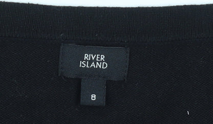 River Island Women's Black Round Neck Long Sleeve Pullover Jumper Size 8