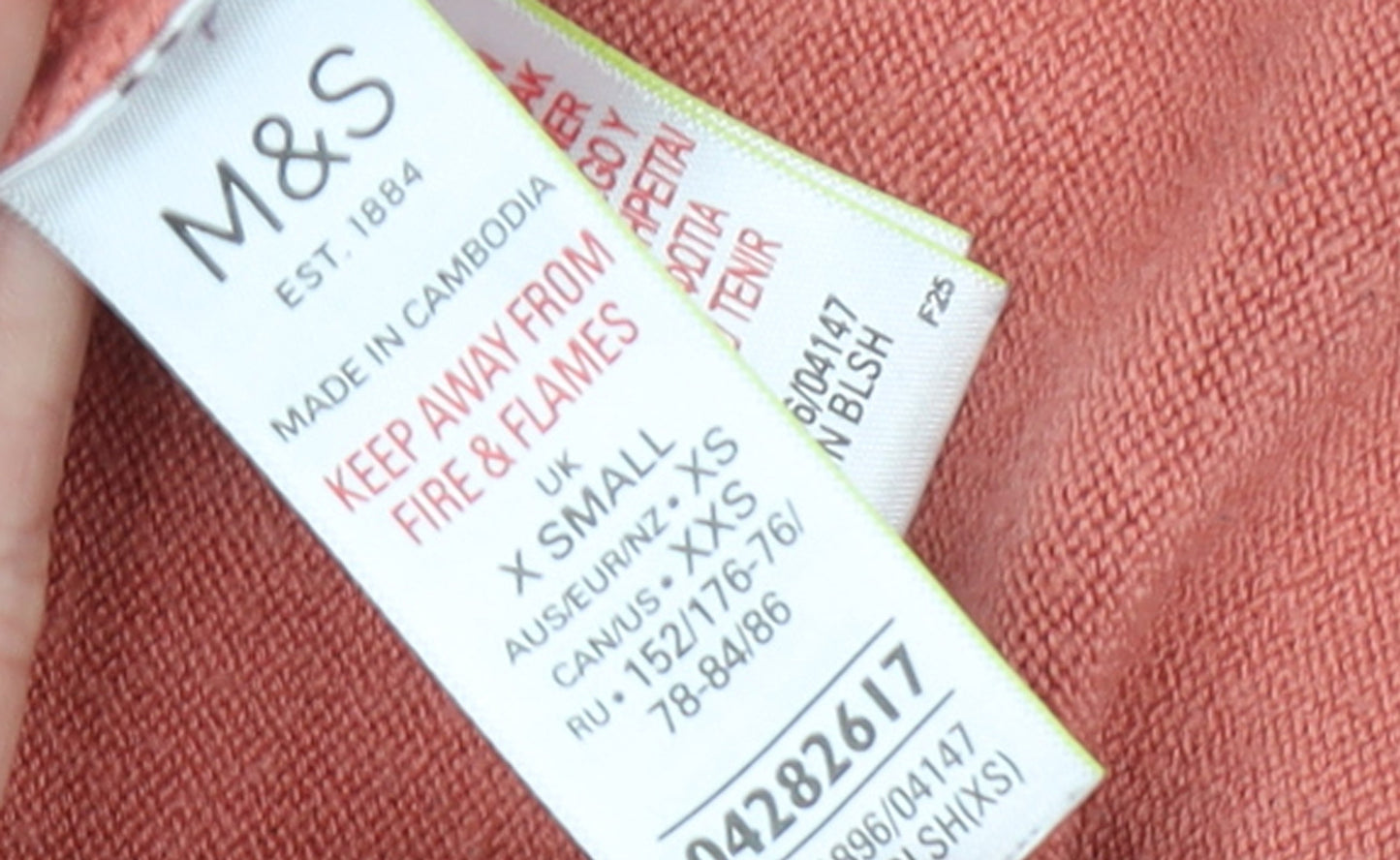 Marks and Spencer Womens Pink XS Mock Neck Long Sleeve Knit Jumper