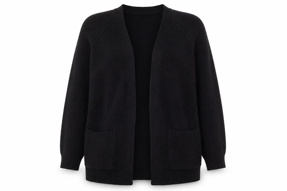 FatFace Women's Black Knit Open Cardigan Size 10 Long Sleeve