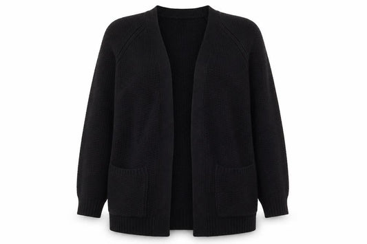 FatFace Women's Black Knit Open Cardigan Size 10 Long Sleeve