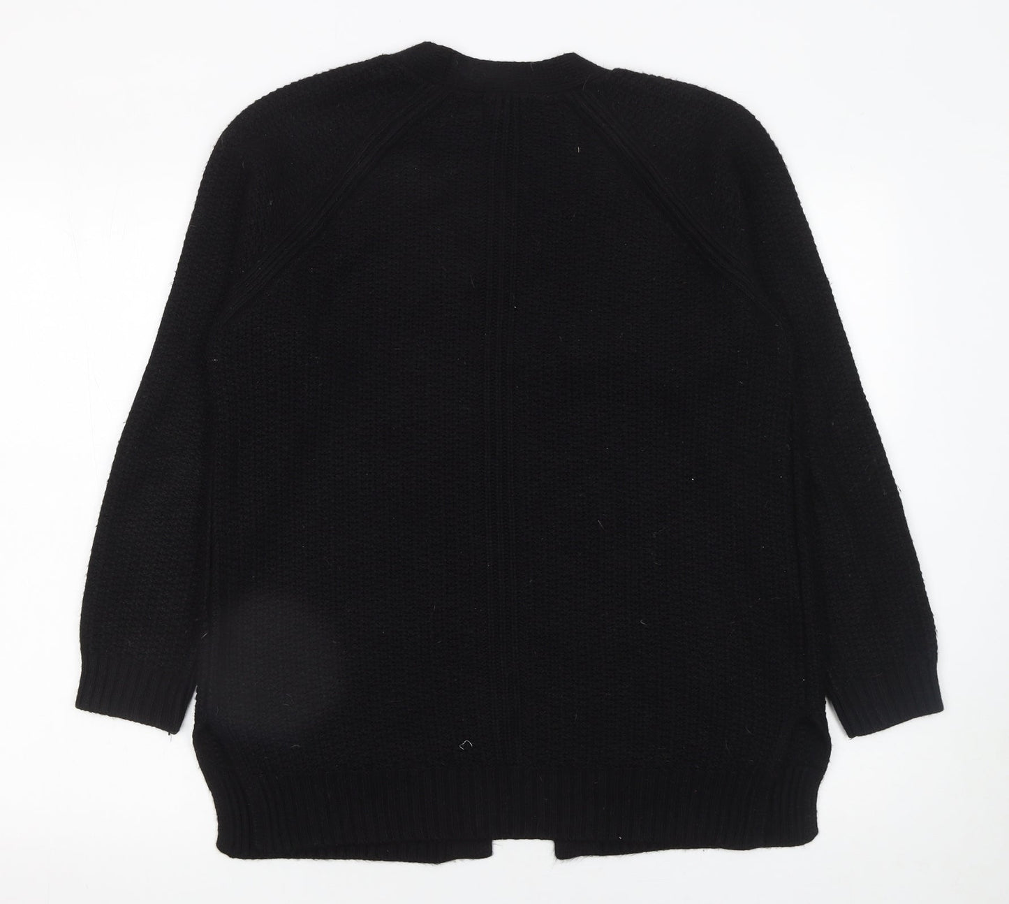 Fat Face Women's Black Knit Open Cardigan Size 10 Long Sleeve