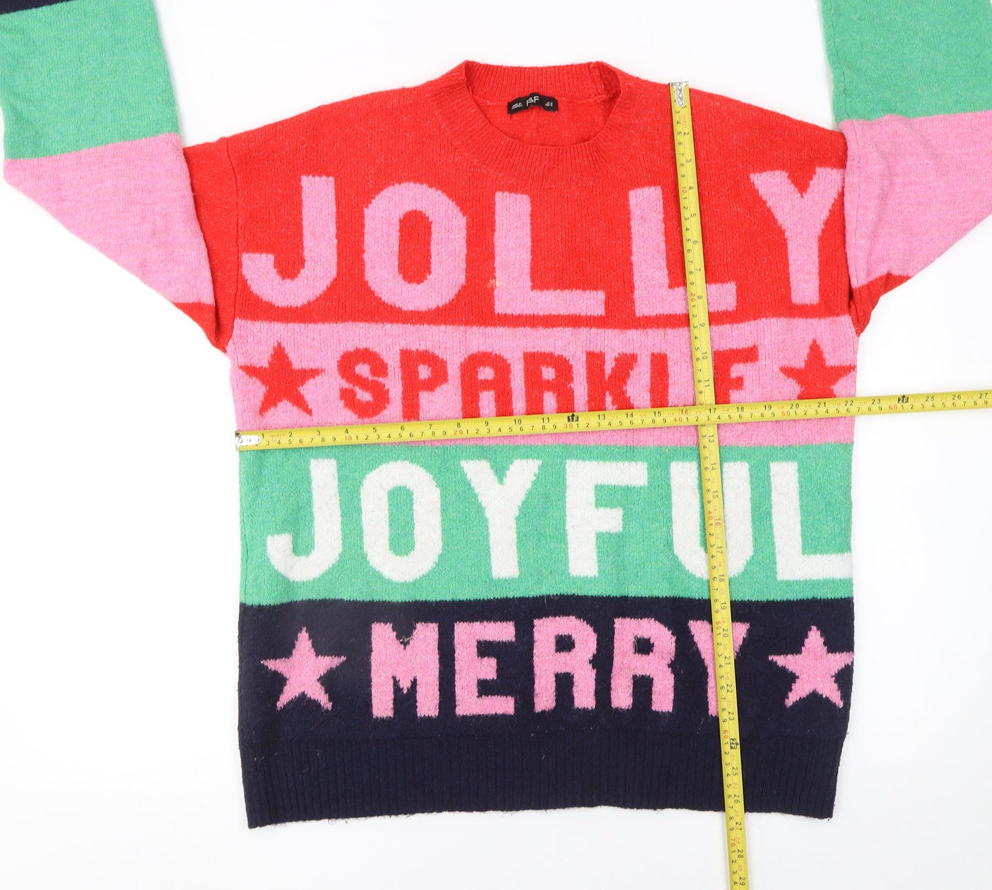 F&F Women's Multicoloured Christmas Jumper M Crew Neck Pullover